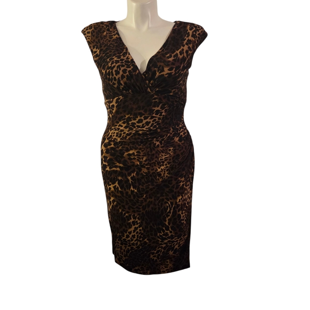 Lauren Ralph Lauren Brown Leopard Print Midi Dress - Picture 2 of 5